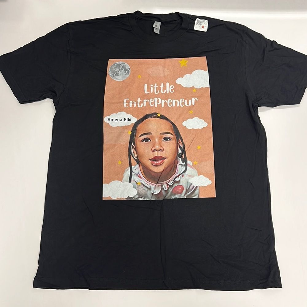 Little Entrepreneur Amena Elle Unisex Black Short Sleeve Graphic Tee Size XL